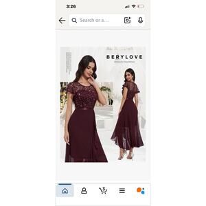 BeryLove Homecoming Sequin Formal Party Dress Burgundy Wedding Cocktail M...